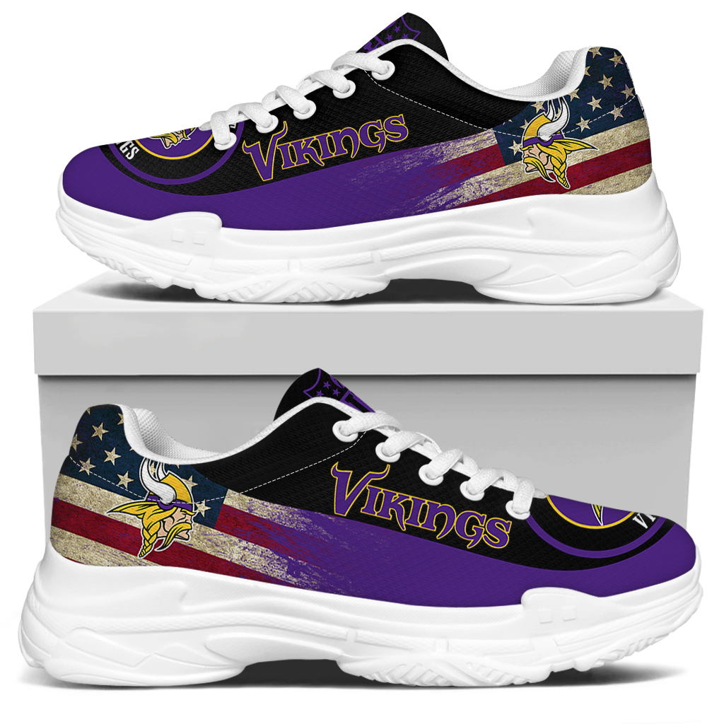Women's Minnesota Vikings Edition Chunky Sneakers With Line 004